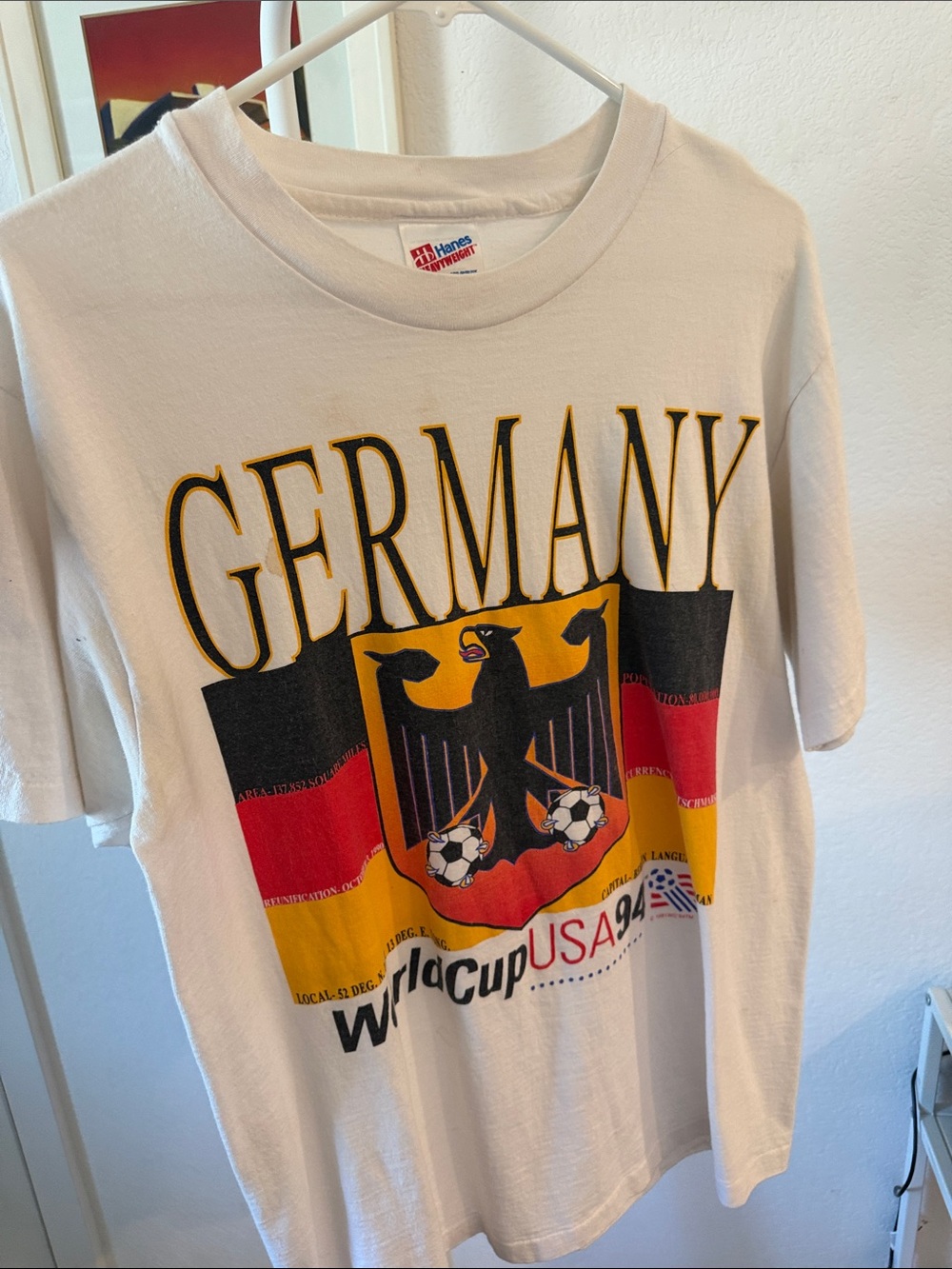 Hanes White Germany World Cup Graphic Tee with Flag Crest